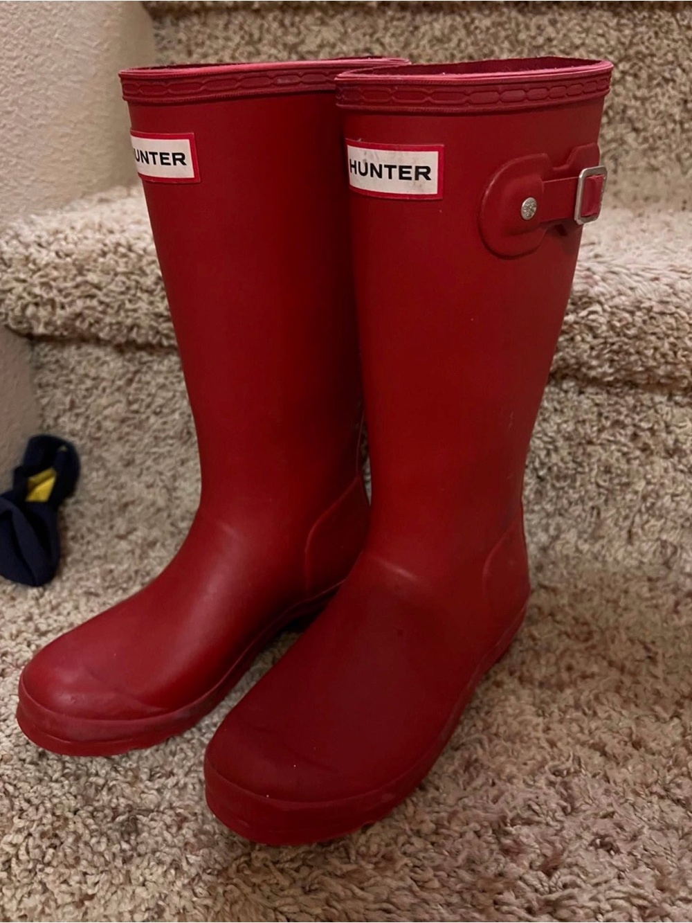 Hunter Kids Red Tall Waterproof Rain Boots